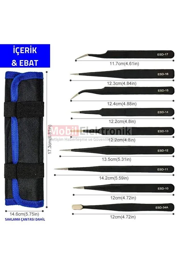 9 Adet Cımbız Seti Telefon Tablet PC PS Saat Tamir Cımbızları - görsel 3